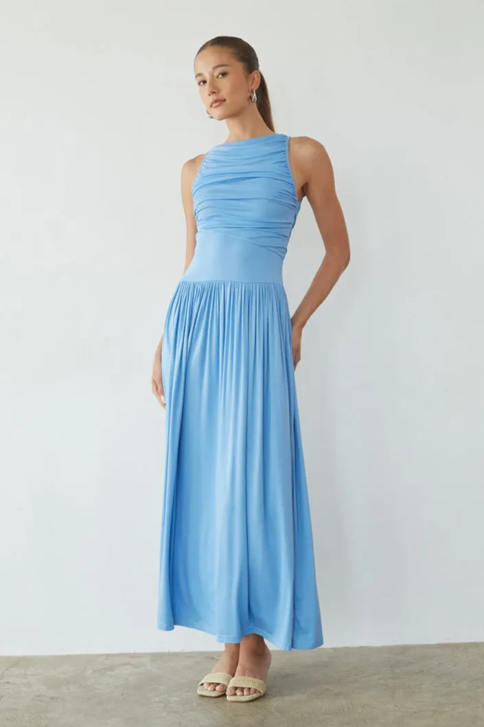 Breana Ruched Maxi Dress coastal vibe