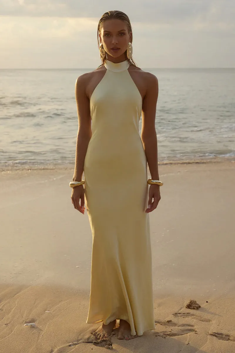 Brigitte Open Back Satin Maxi Dress urban girl
