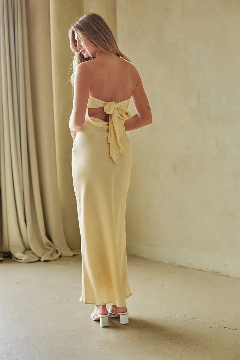 Britt Strapless Tie Back Maxi Dress bare arm