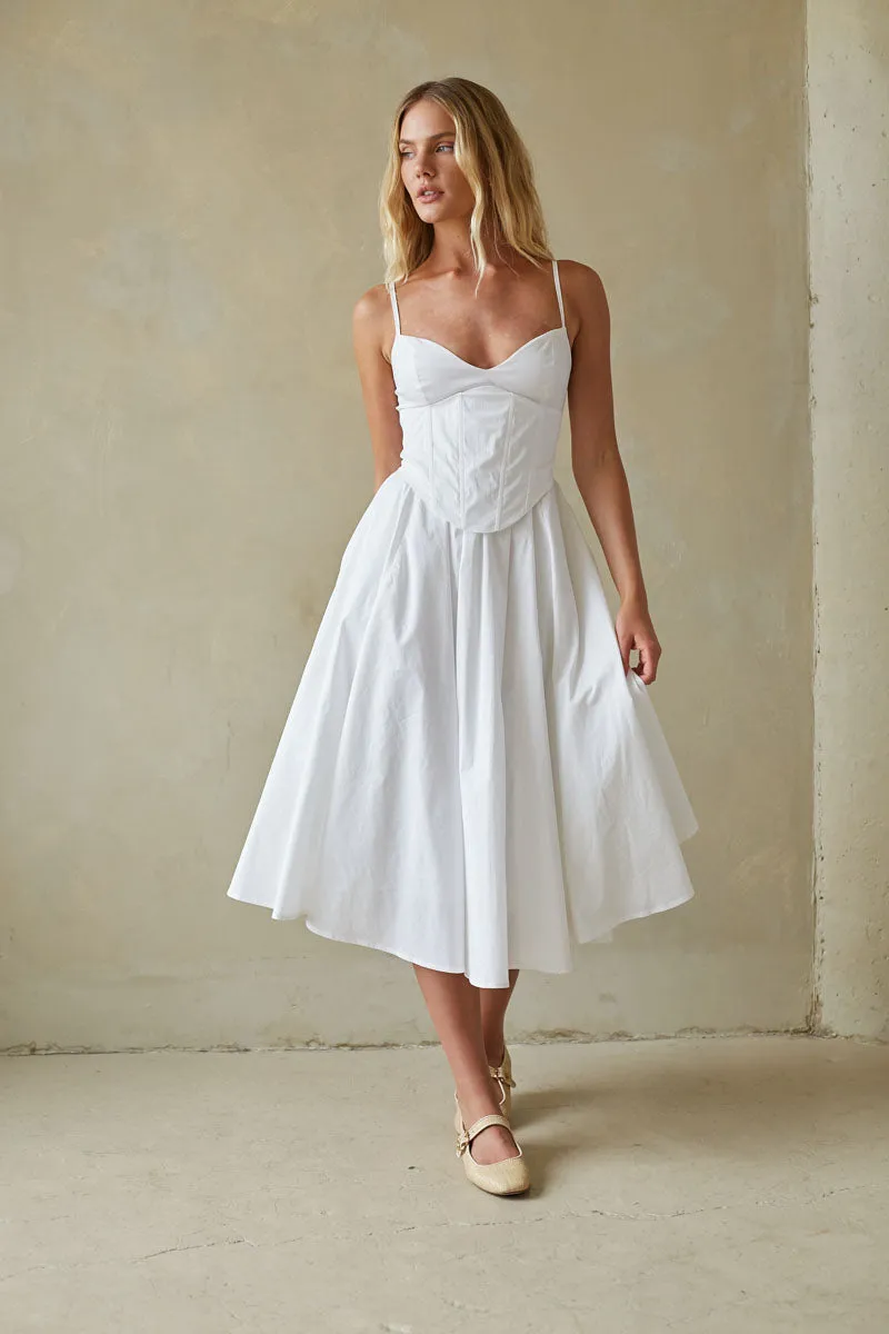 Britton Corset Midi Dress sunset view