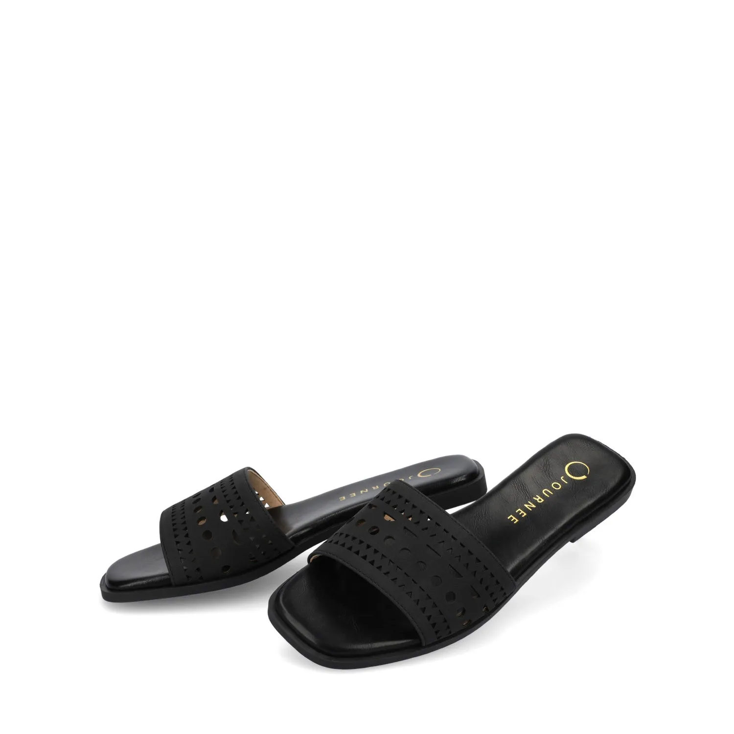 BRODIE SLIDE SANDALS IN FAUX LEATHER spring vibe
