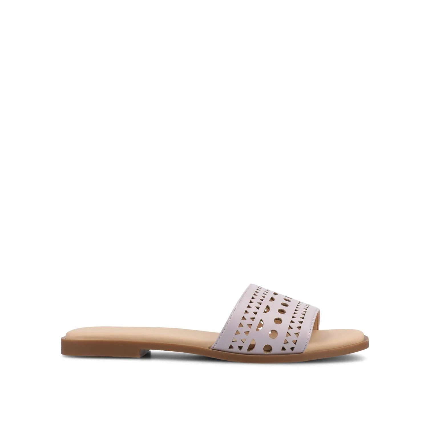 BRODIE SLIDE SANDALS IN FAUX LEATHER spring vibe