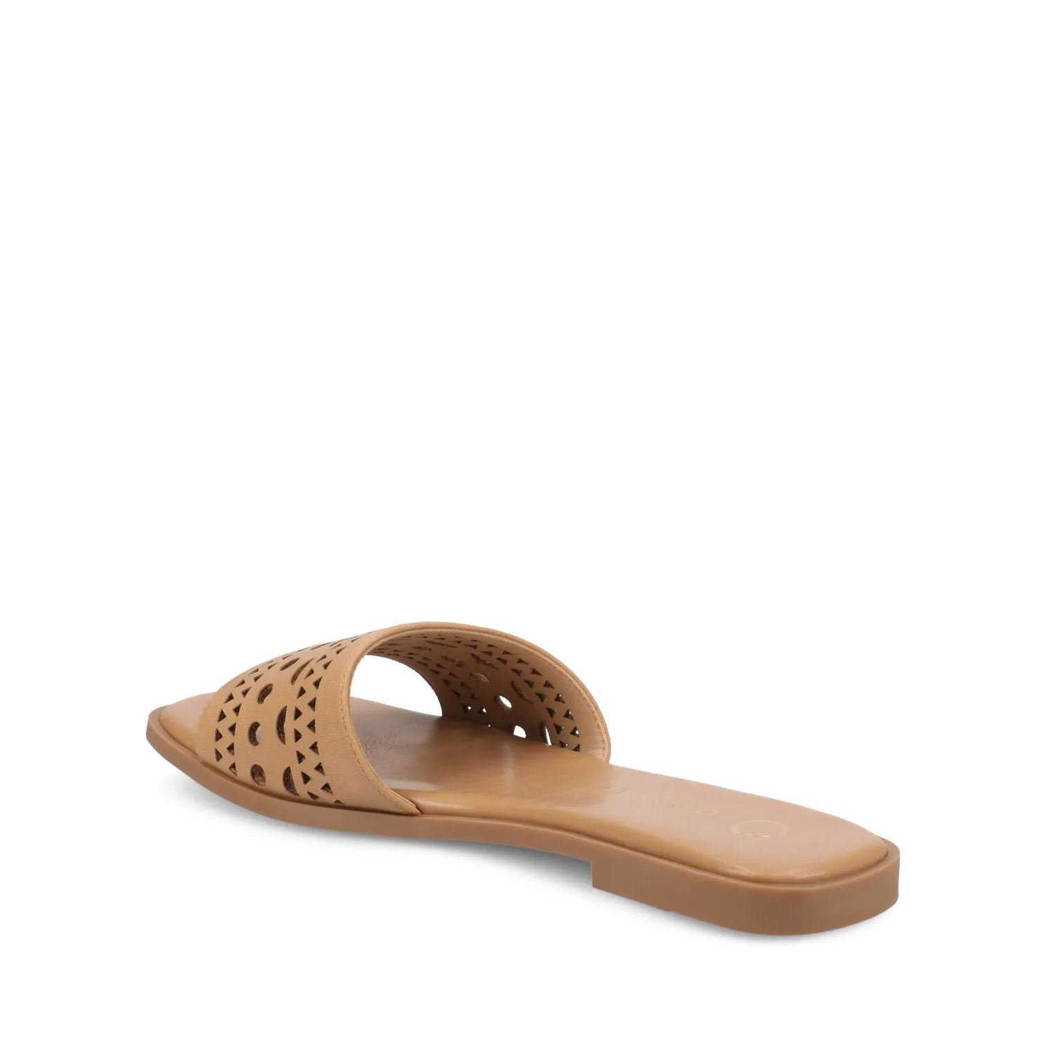 BRODIE SLIDE SANDALS IN FAUX LEATHER spring vibe