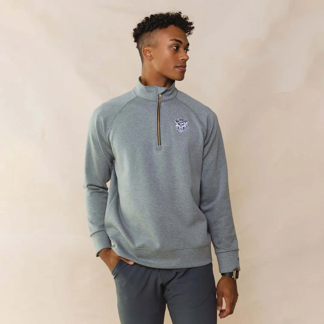 BYU Men's Oxford Zip-Up, Heather Grey warm vibe