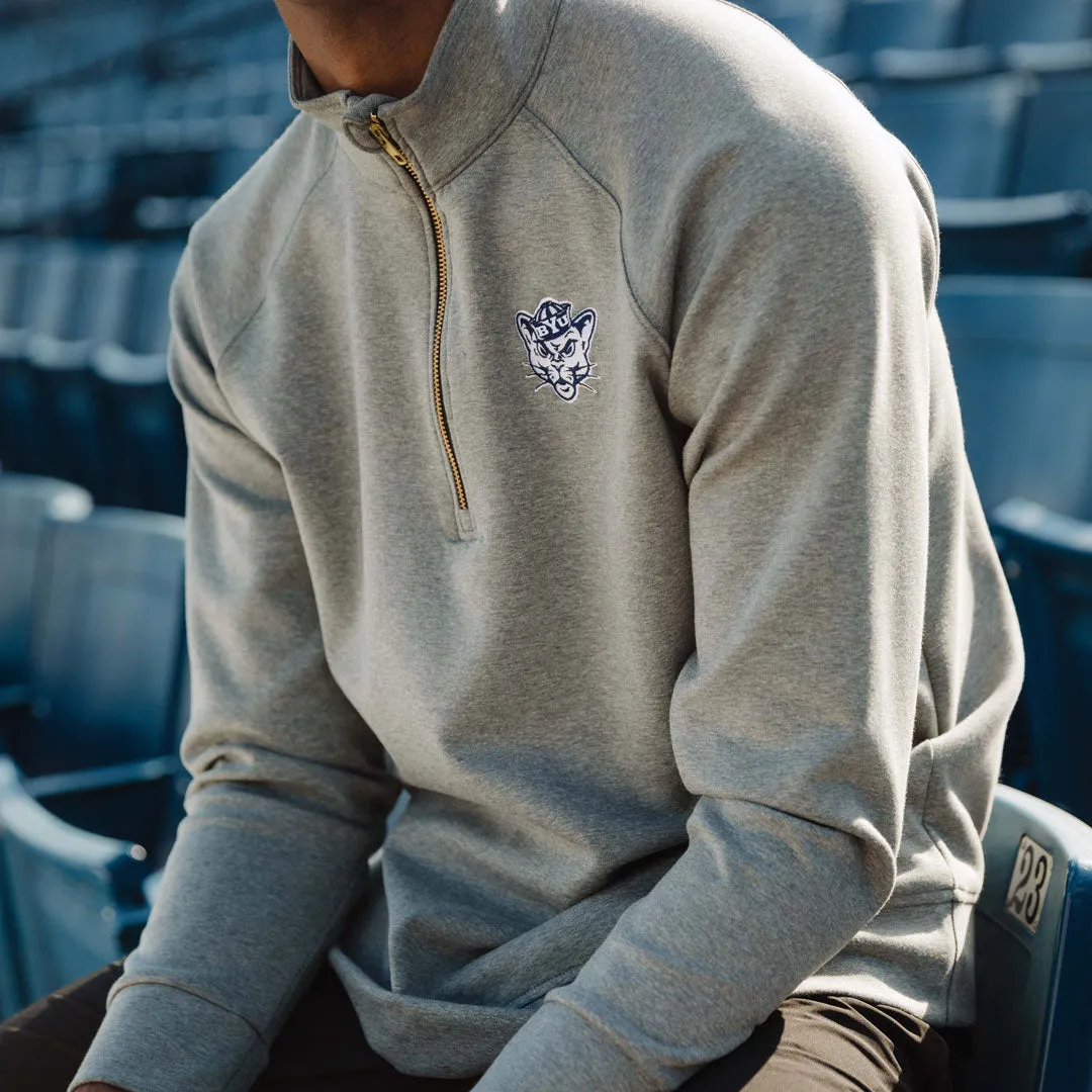 BYU Men's Oxford Zip-Up, Heather Grey warm vibe