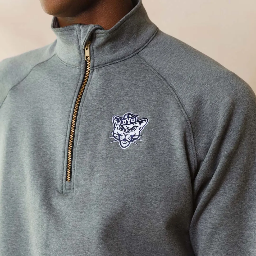 BYU Men's Oxford Zip-Up, Heather Grey warm vibe