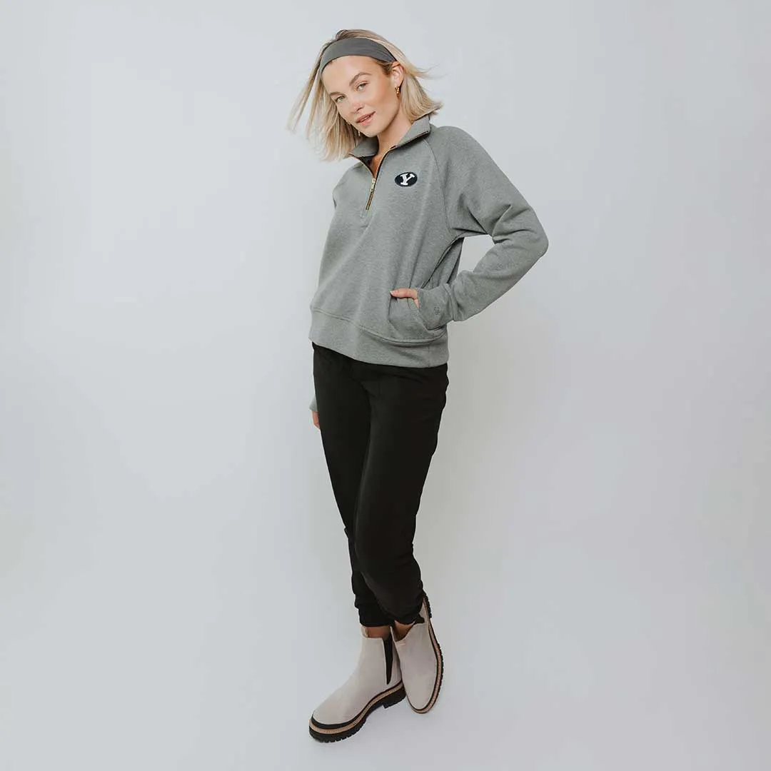 BYU Oxford Zip-Up, Heather Grey anti wind