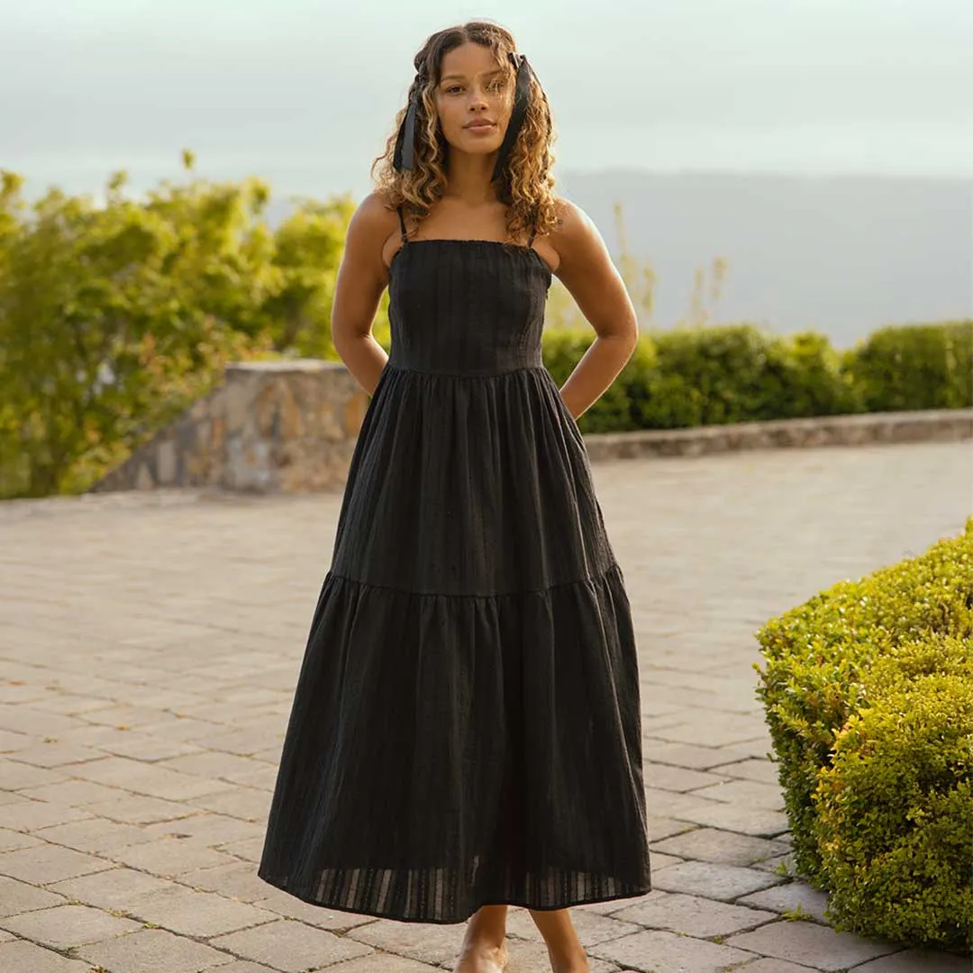 Cabo Midi Dress, Black air rest