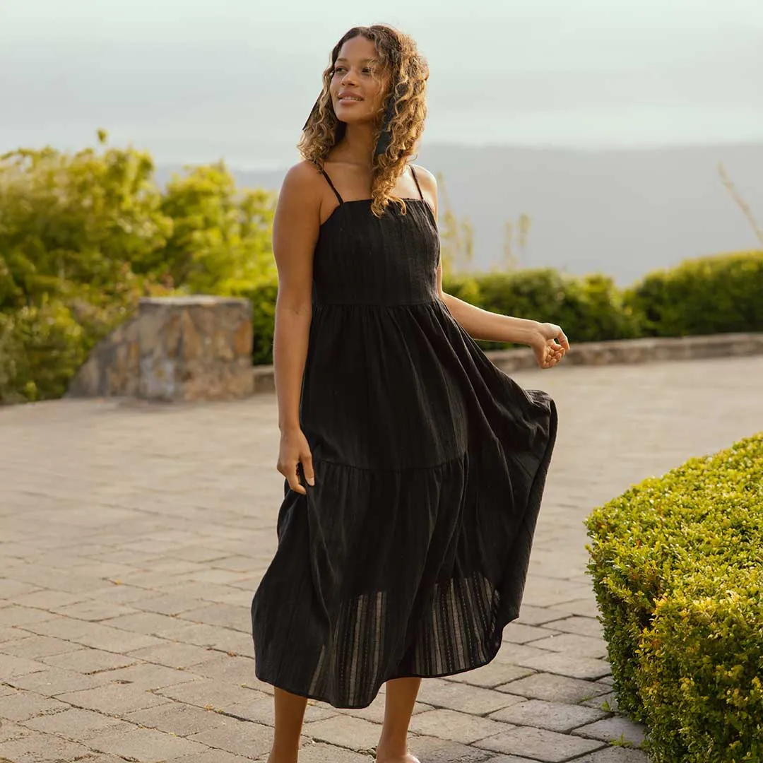 Cabo Midi Dress, Black air rest