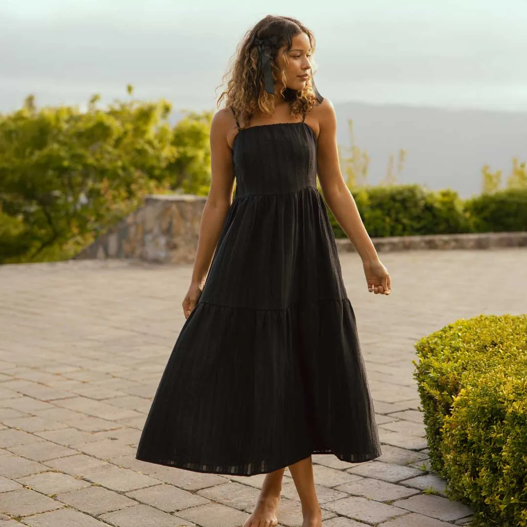 Cabo Midi Dress, Black air rest