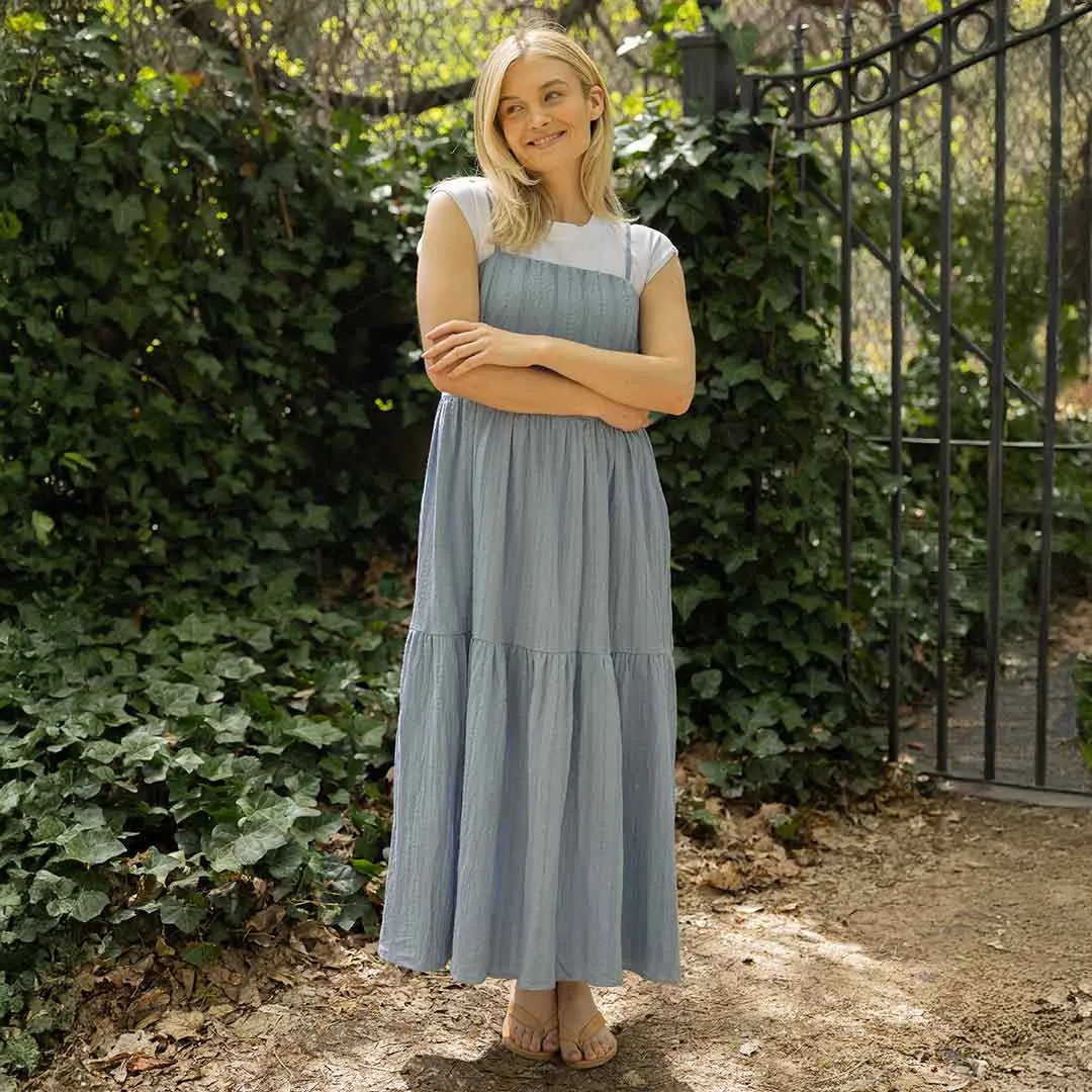 Cabo Midi Dress, Dusk Blue sand walk