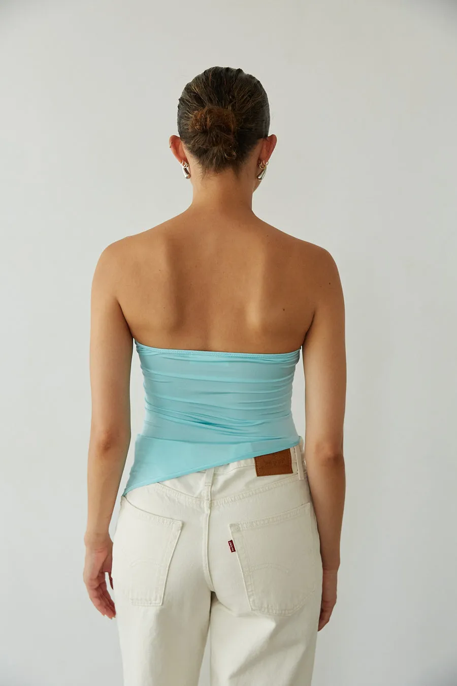 Callie Asymmetrical Twist Front Tube Top basic fit