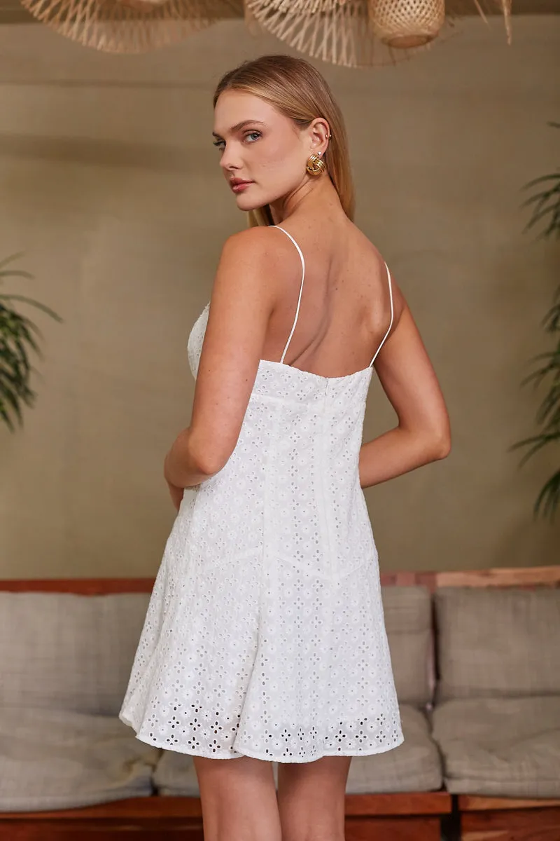 Cambrie Eyelet Mini Dress soft energy