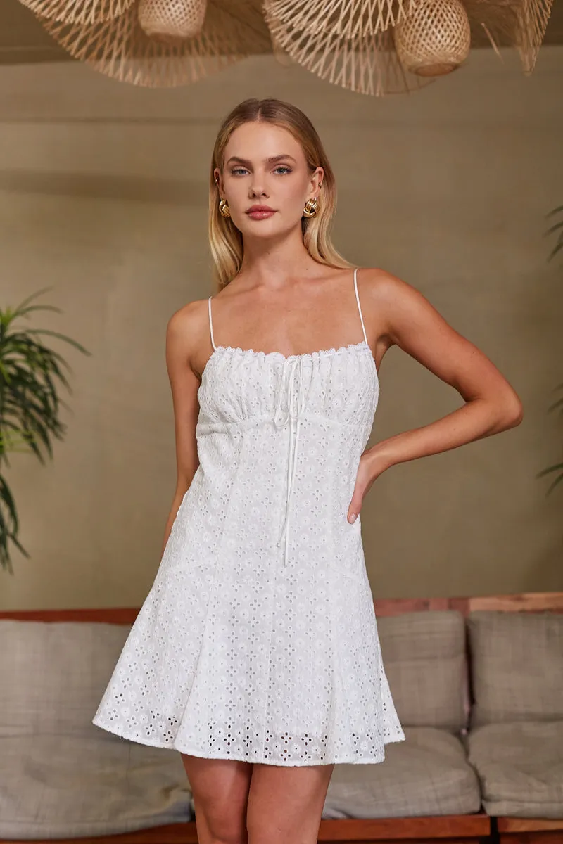 Cambrie Eyelet Mini Dress soft energy