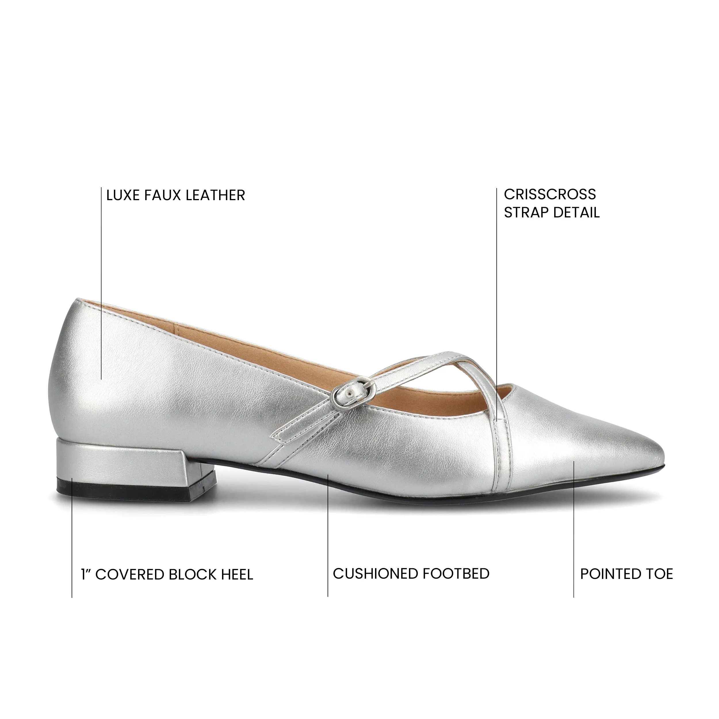 CAMBY DRESS FLAT IN FAUX LEATHER euro casual