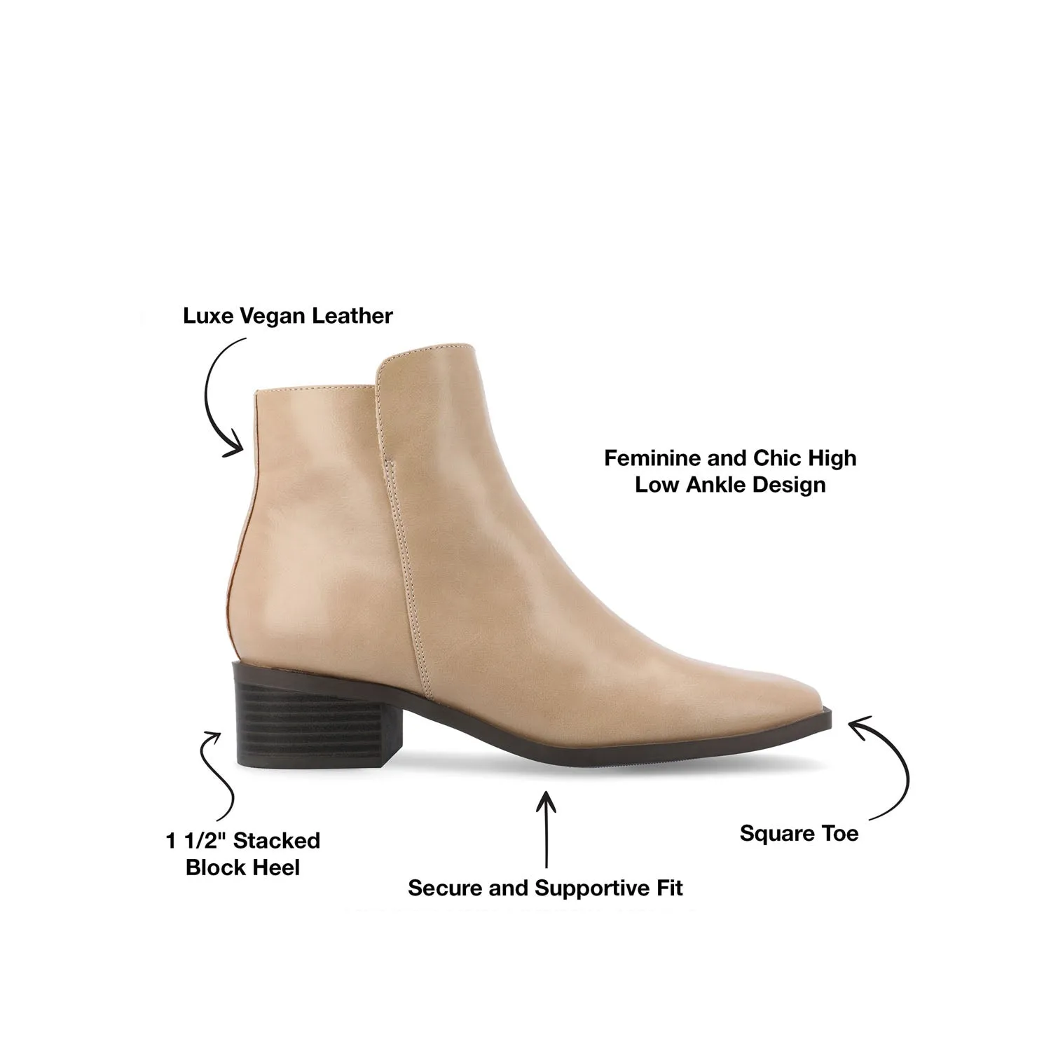 CAPPRI SQUARE-TOE BOOTIES IN FAUX LEATHER arch hug