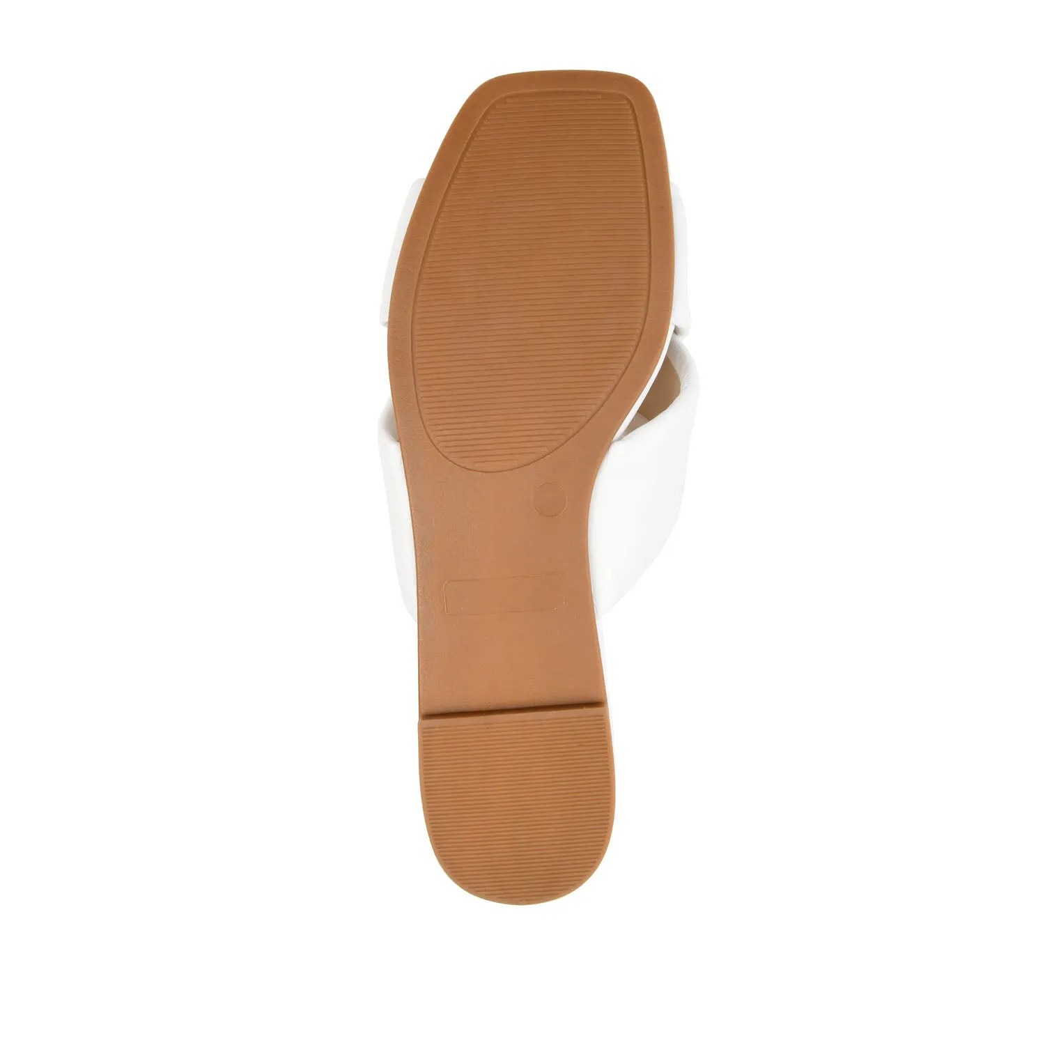 CARLOTTA SLIDE SANDALS IN FAUX LEATHER heel arch