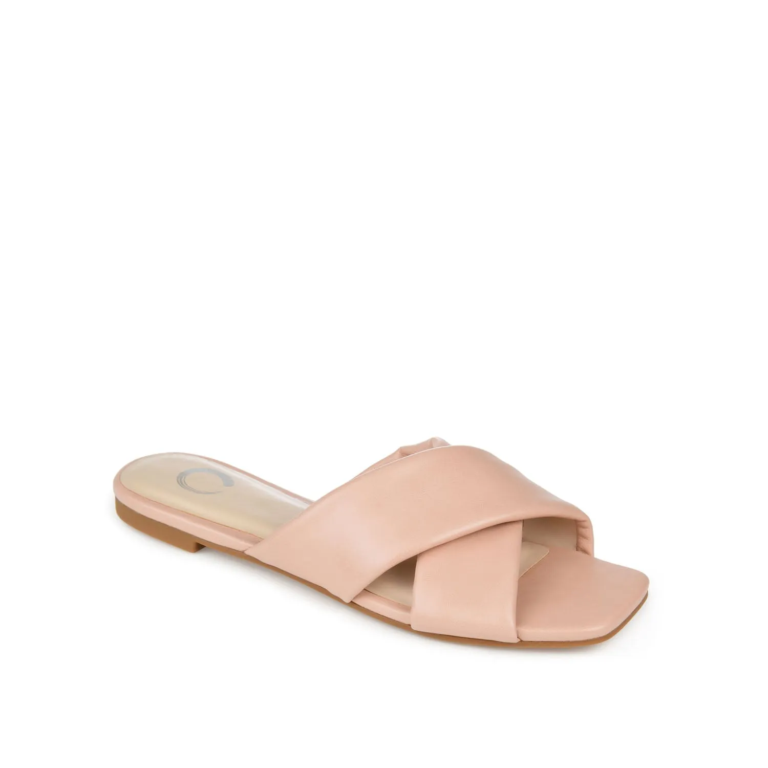 CARLOTTA SLIDE SANDALS IN FAUX LEATHER heel arch