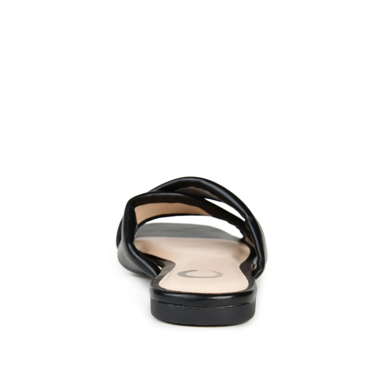 CARLOTTA SLIDE SANDALS IN FAUX LEATHER heel arch