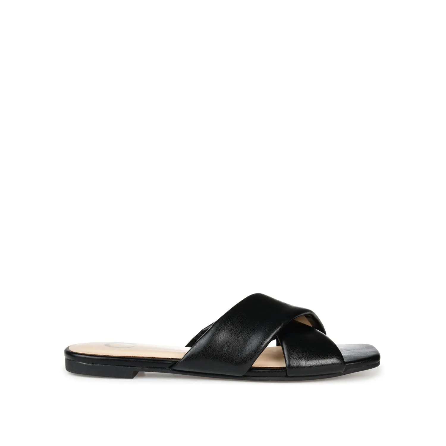CARLOTTA SLIDE SANDALS IN FAUX LEATHER heel arch