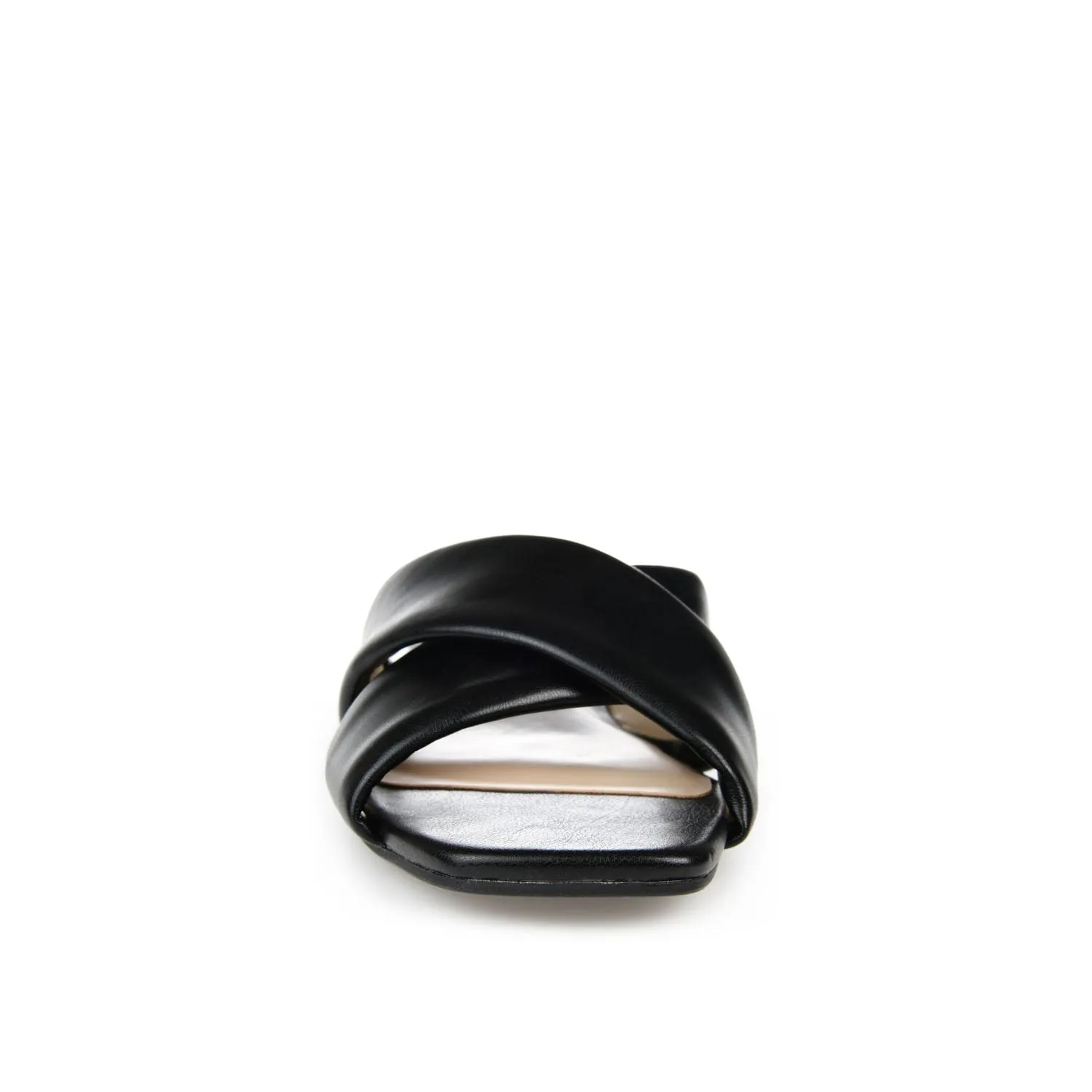 CARLOTTA SLIDE SANDALS IN FAUX LEATHER heel arch