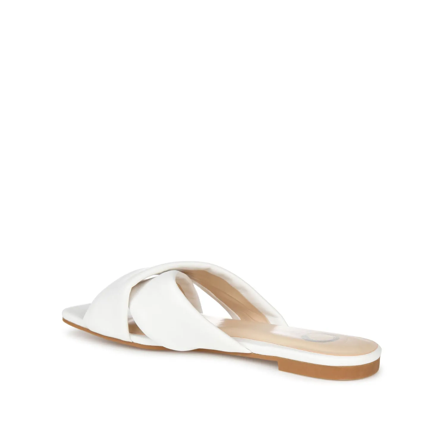 CARLOTTA SLIDE SANDALS IN FAUX LEATHER heel arch
