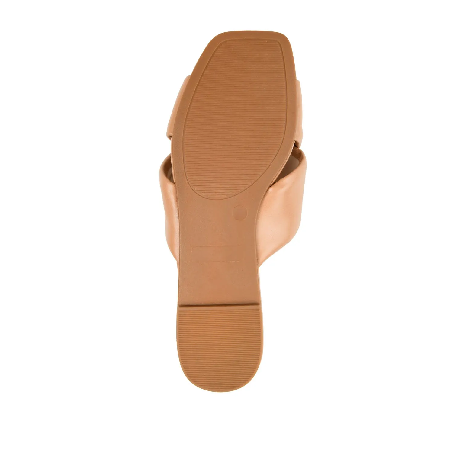 CARLOTTA SLIDE SANDALS IN FAUX LEATHER heel arch