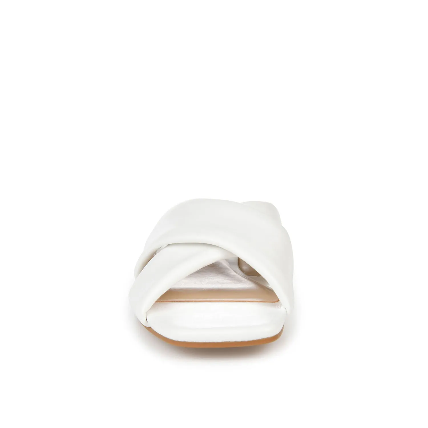 CARLOTTA SLIDE SANDALS IN FAUX LEATHER heel arch