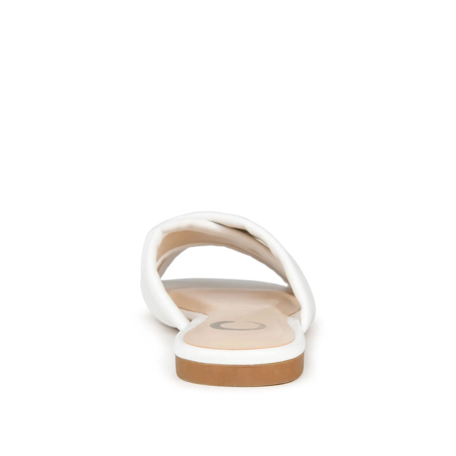 CARLOTTA SLIDE SANDALS IN FAUX LEATHER heel arch