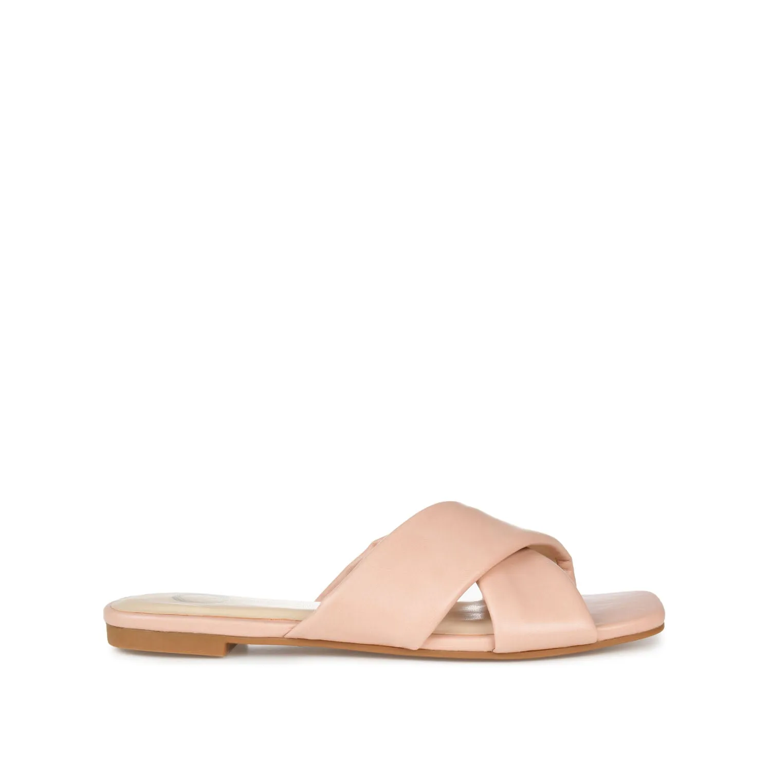 CARLOTTA SLIDE SANDALS IN FAUX LEATHER heel arch