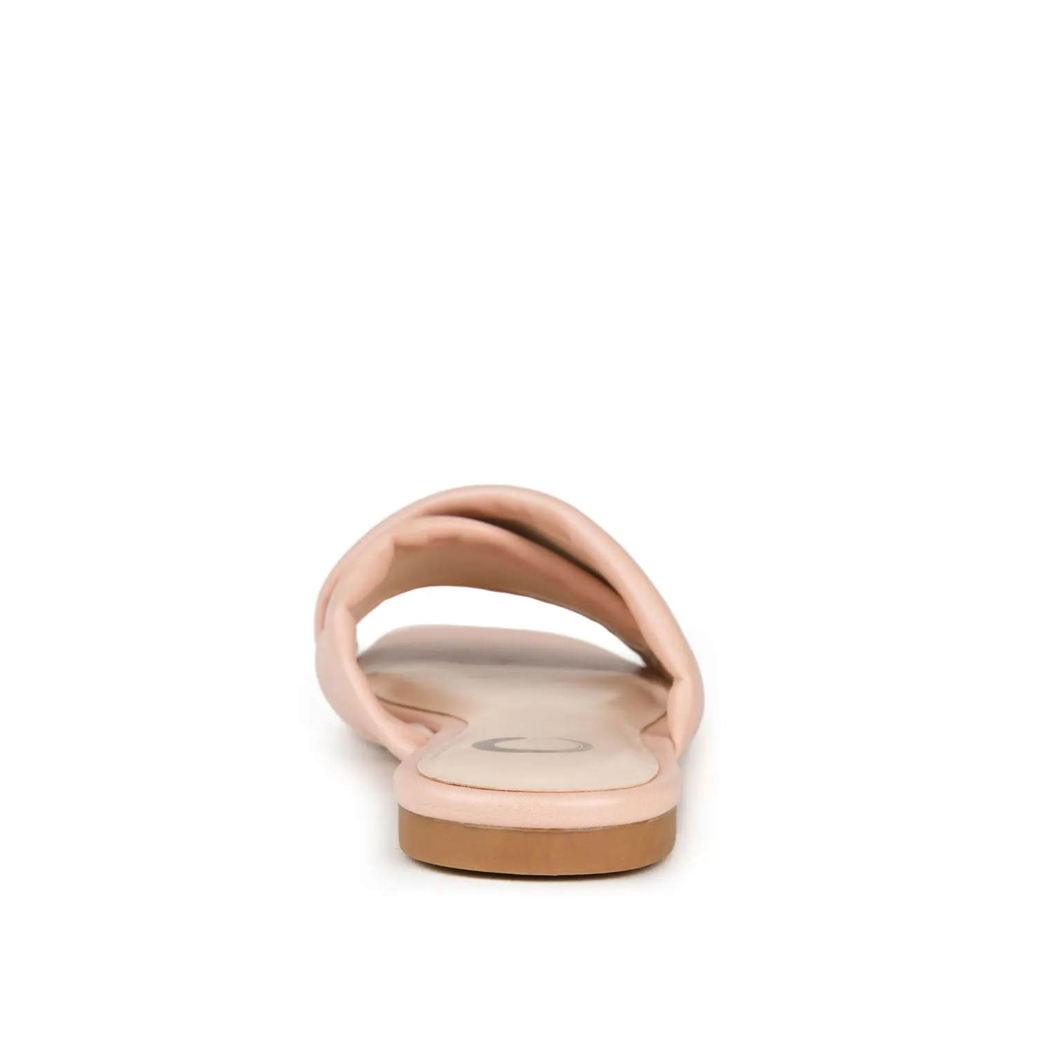 CARLOTTA SLIDE SANDALS IN FAUX LEATHER heel arch