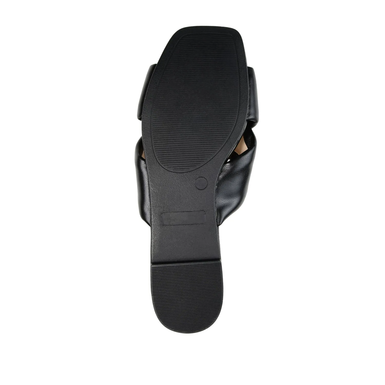 CARLOTTA SLIDE SANDALS IN FAUX LEATHER heel arch