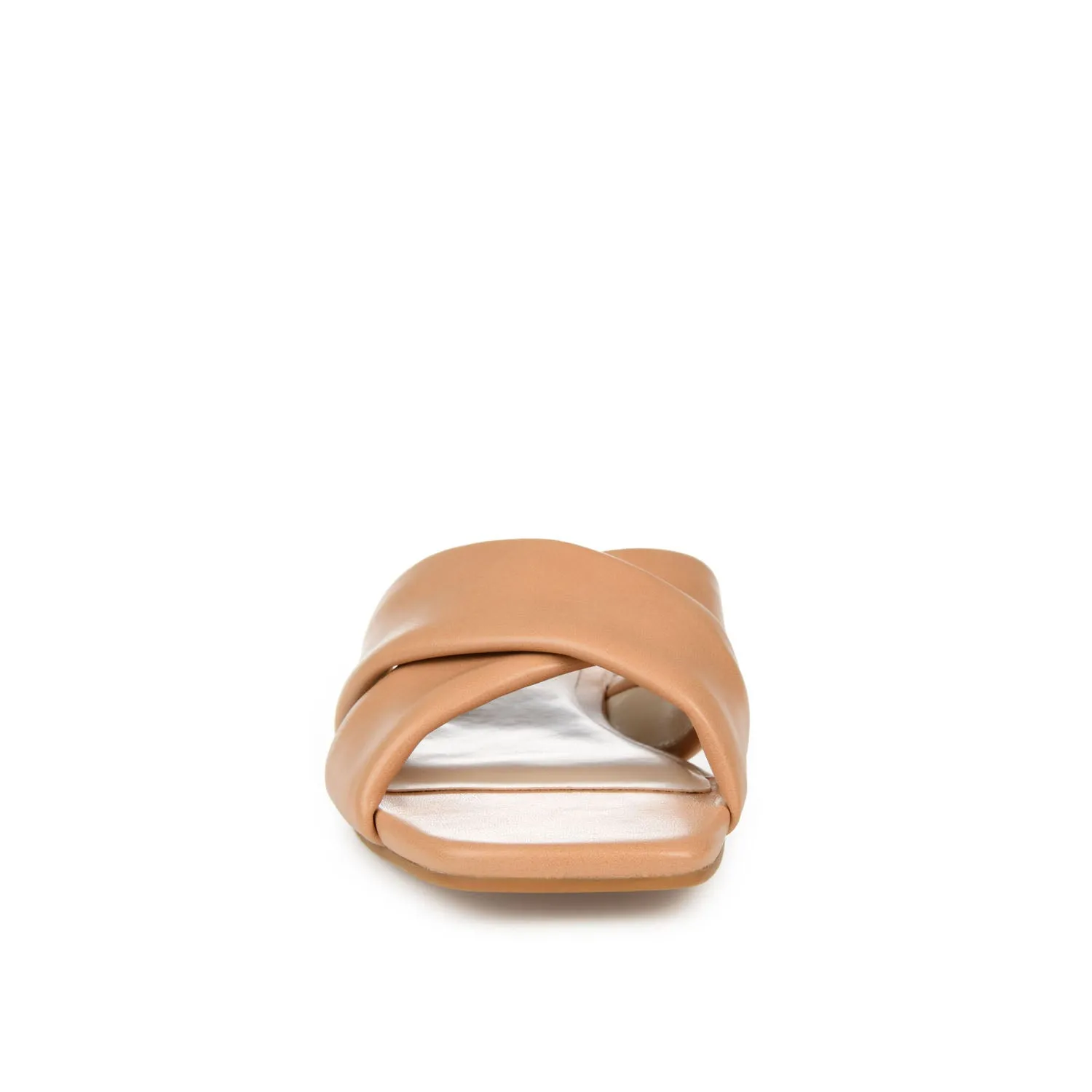 CARLOTTA SLIDE SANDALS IN FAUX LEATHER heel arch