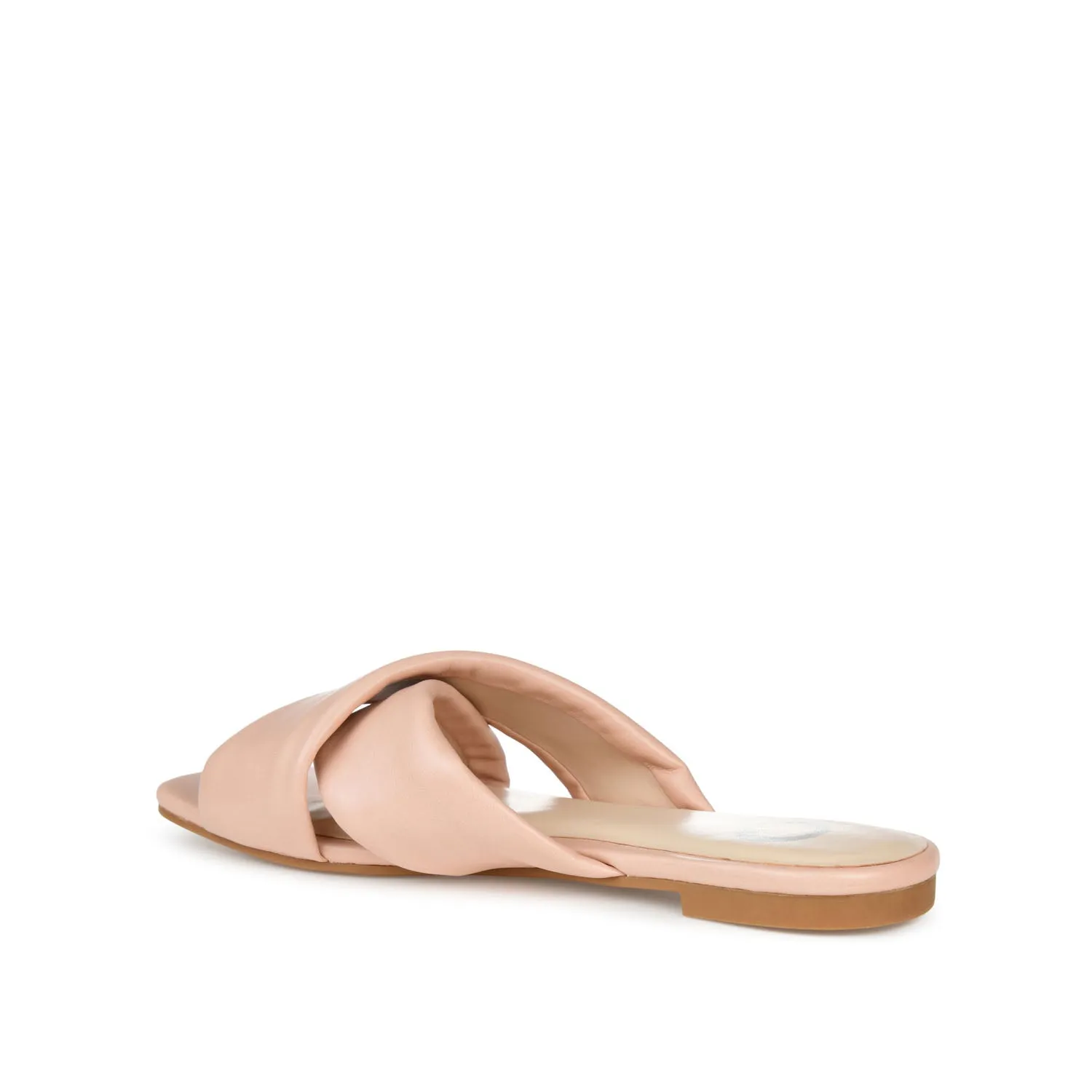 CARLOTTA SLIDE SANDALS IN FAUX LEATHER heel arch