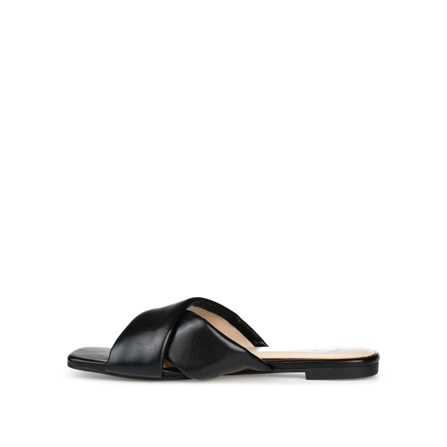 CARLOTTA SLIDE SANDALS IN FAUX LEATHER heel arch