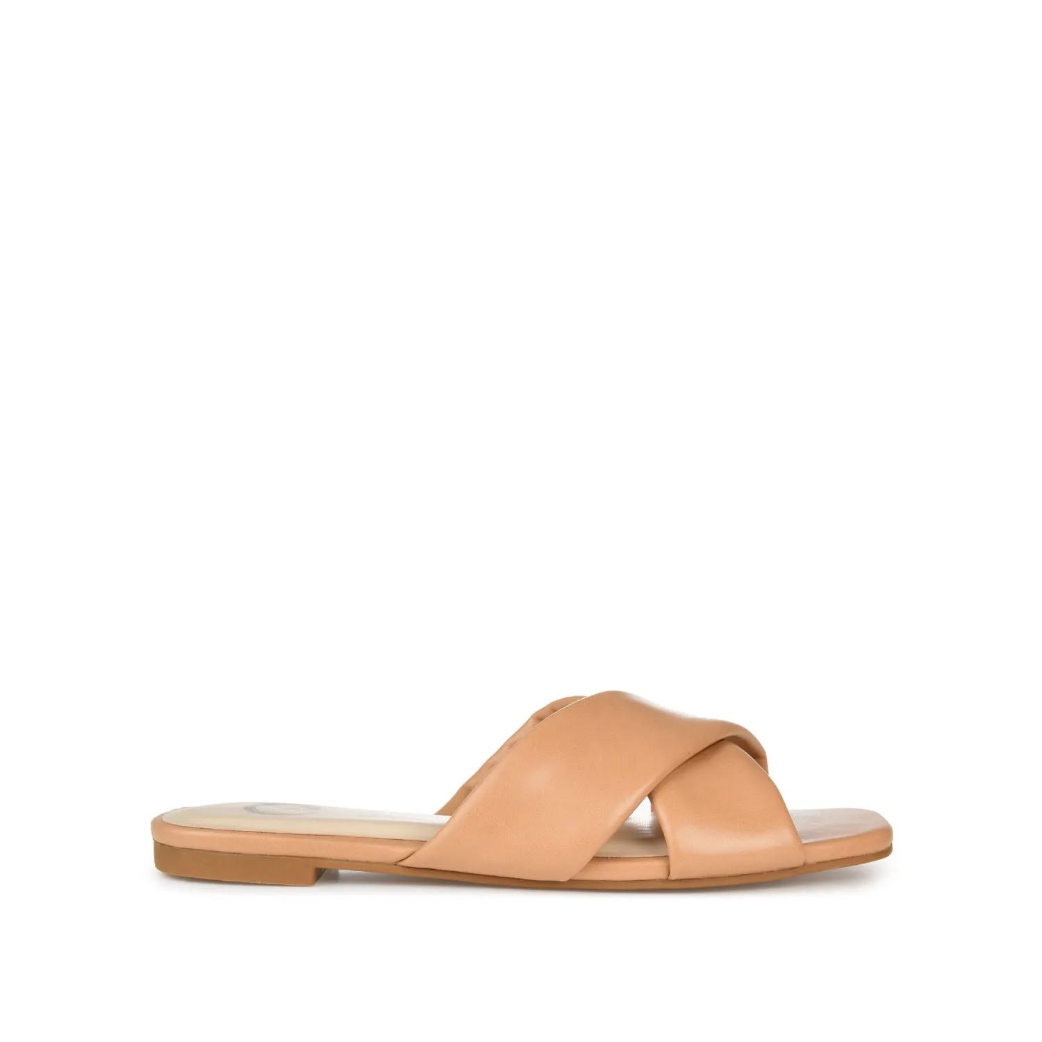 CARLOTTA SLIDE SANDALS IN FAUX LEATHER heel arch