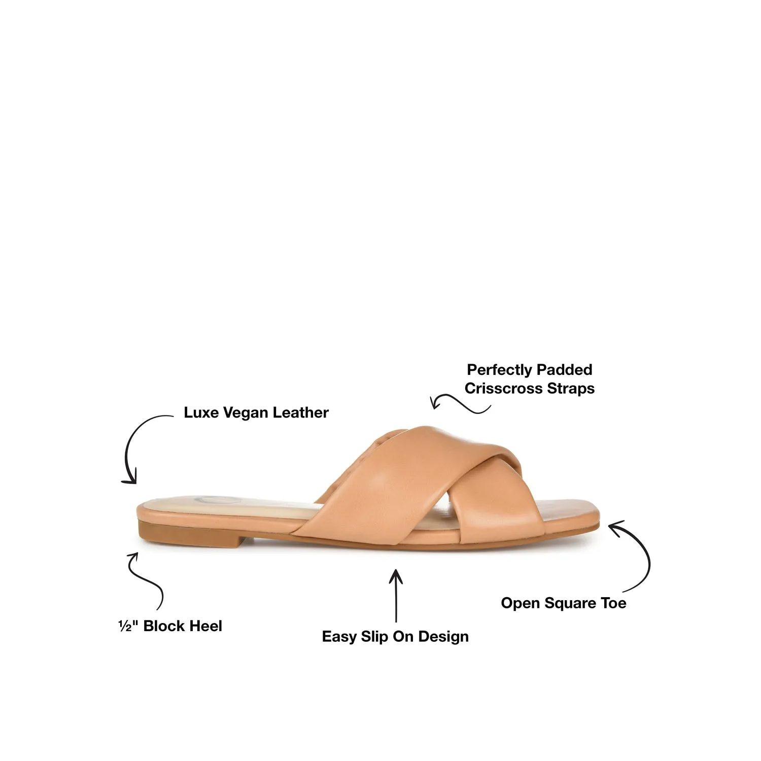 CARLOTTA SLIDE SANDALS IN FAUX LEATHER heel arch