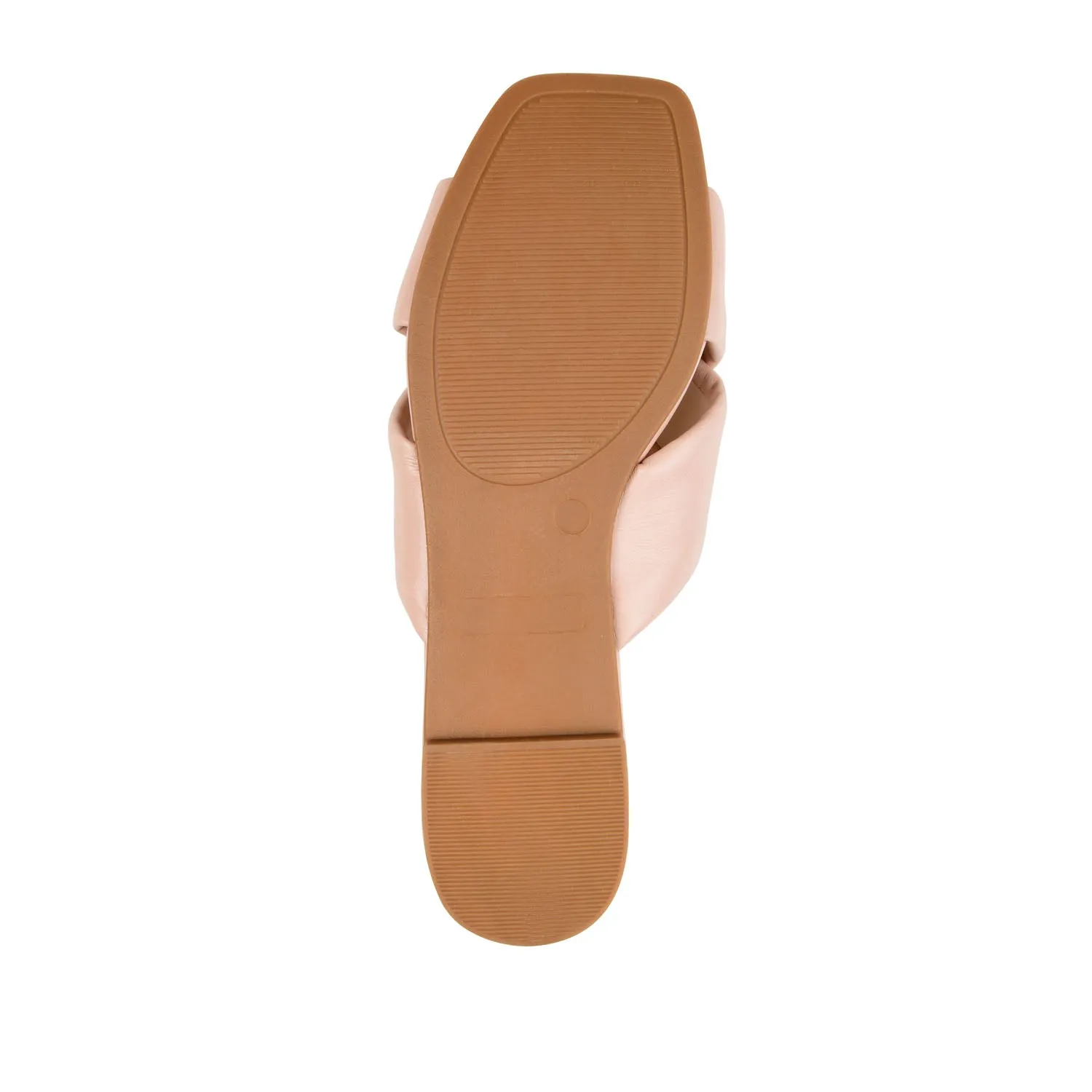 CARLOTTA SLIDE SANDALS IN FAUX LEATHER heel arch