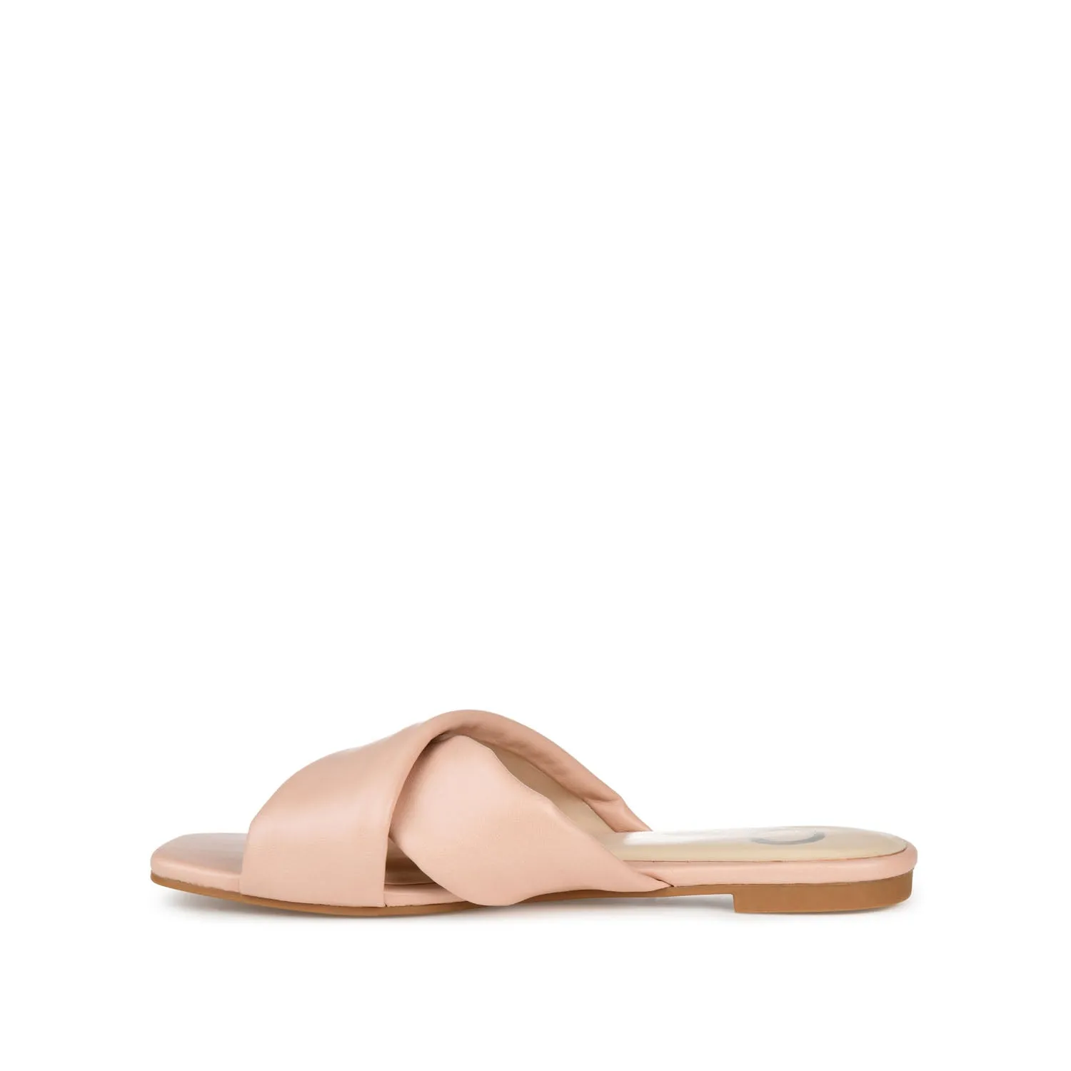 CARLOTTA SLIDE SANDALS IN FAUX LEATHER heel arch