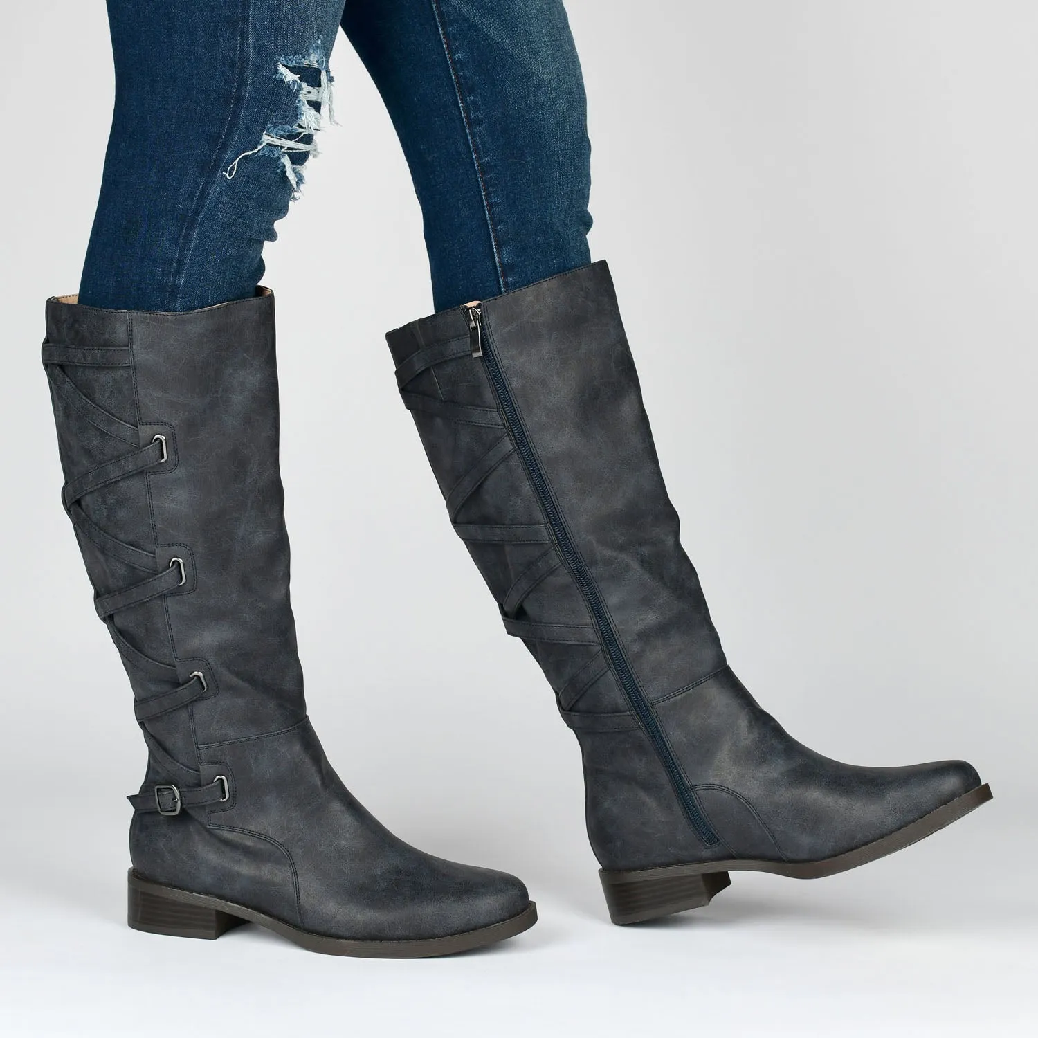 CARLY RIDING BOOTS IN FAUX LEATHER chunky edge