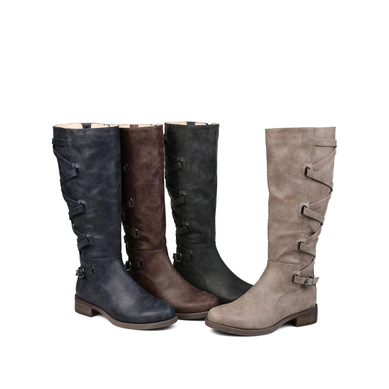 CARLY RIDING BOOTS IN FAUX LEATHER chunky edge