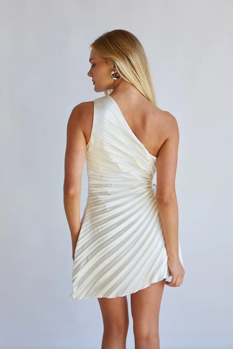 Carrie One Shoulder Plisse Mini Dress stretch hug