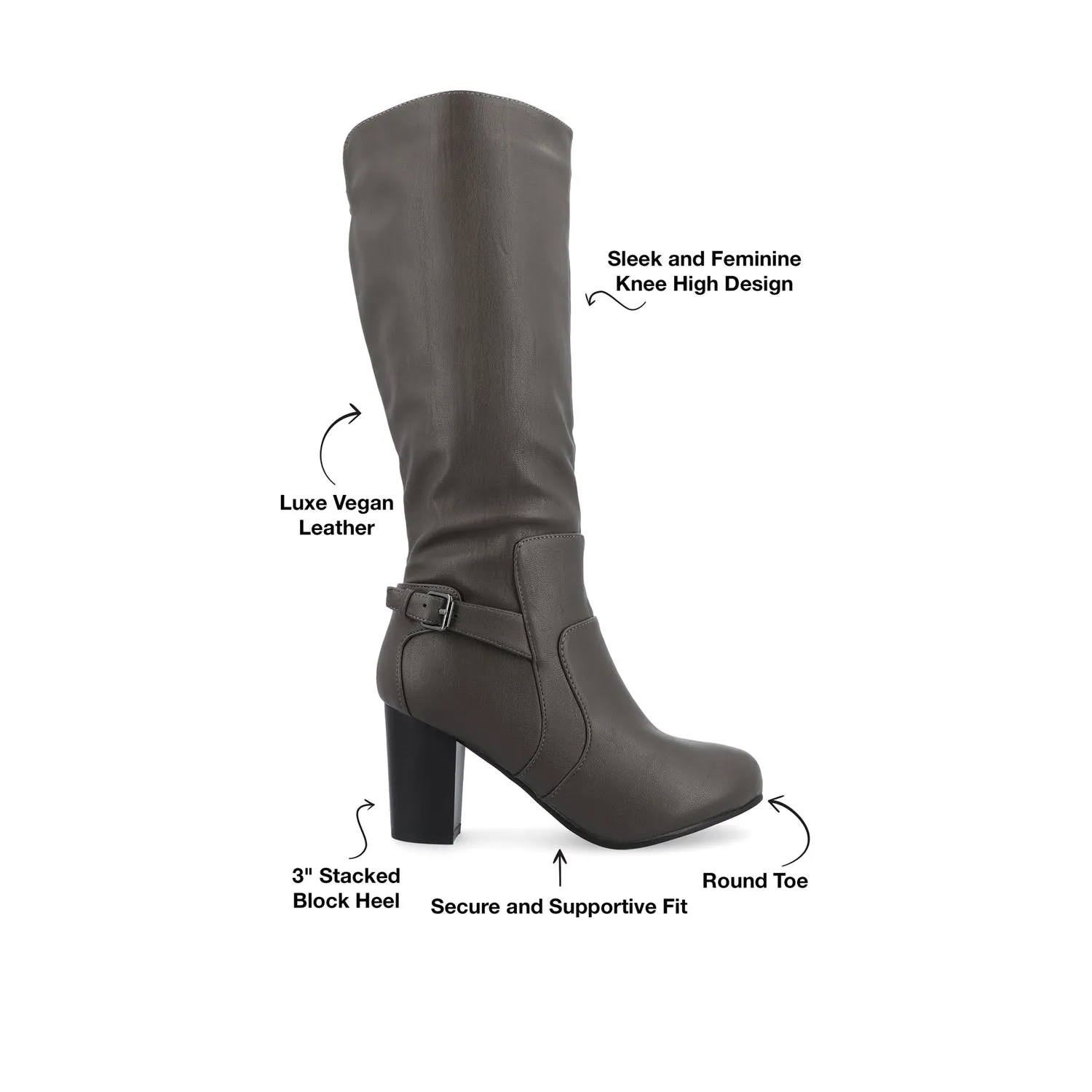 CARVER KNEE-HIGH BOOTS IN FAUX LEATHER edgy girl