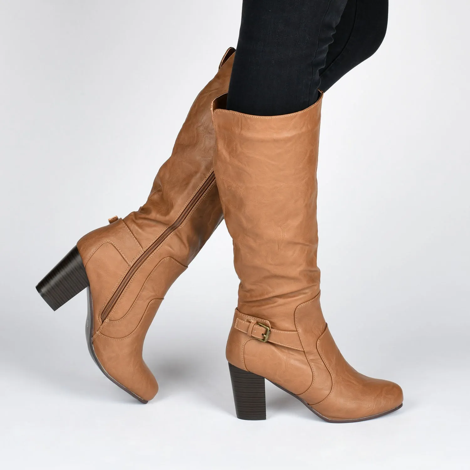 CARVER KNEE-HIGH BOOTS IN FAUX LEATHER edgy girl