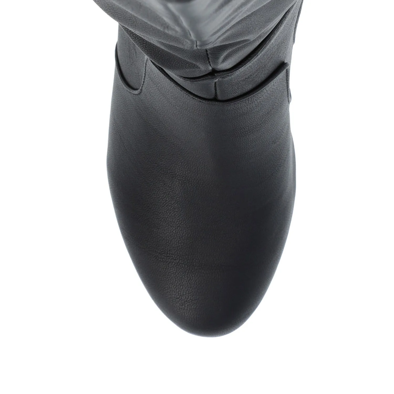 CARVER KNEE-HIGH BOOTS IN FAUX LEATHER edgy girl