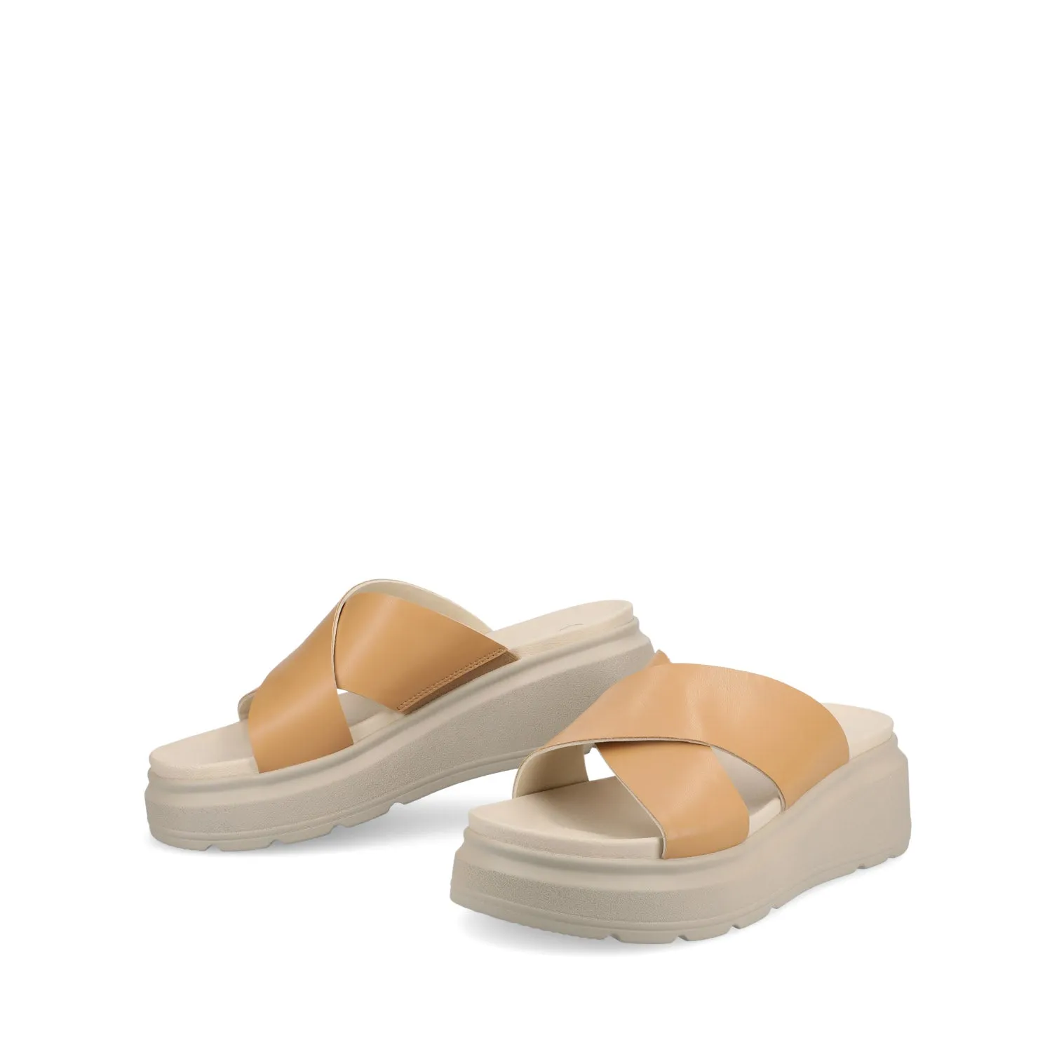 CATHIE CRISSCROSS SLIP ON WEDGE SANDALS wide foot