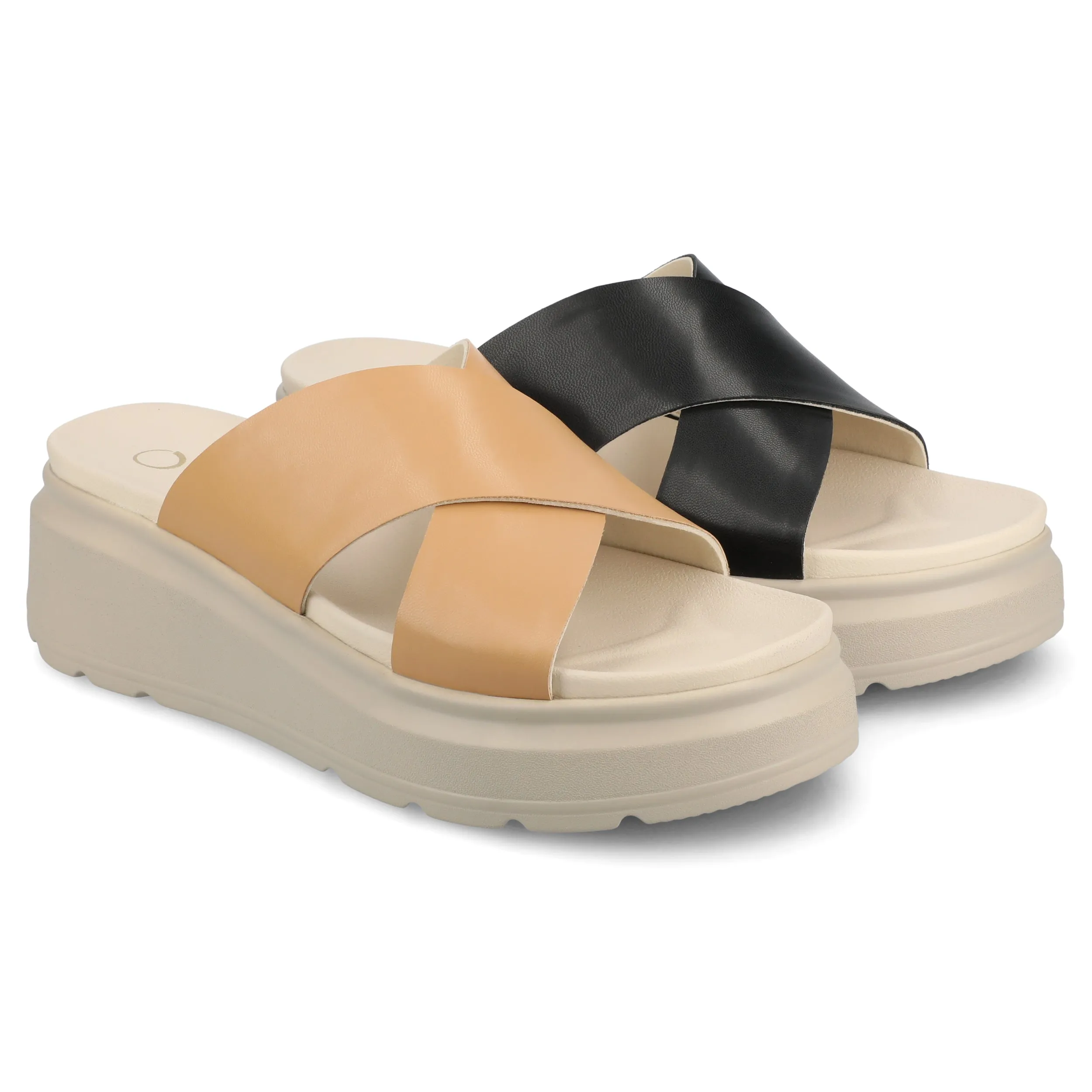 CATHIE CRISSCROSS SLIP ON WEDGE SANDALS wide foot