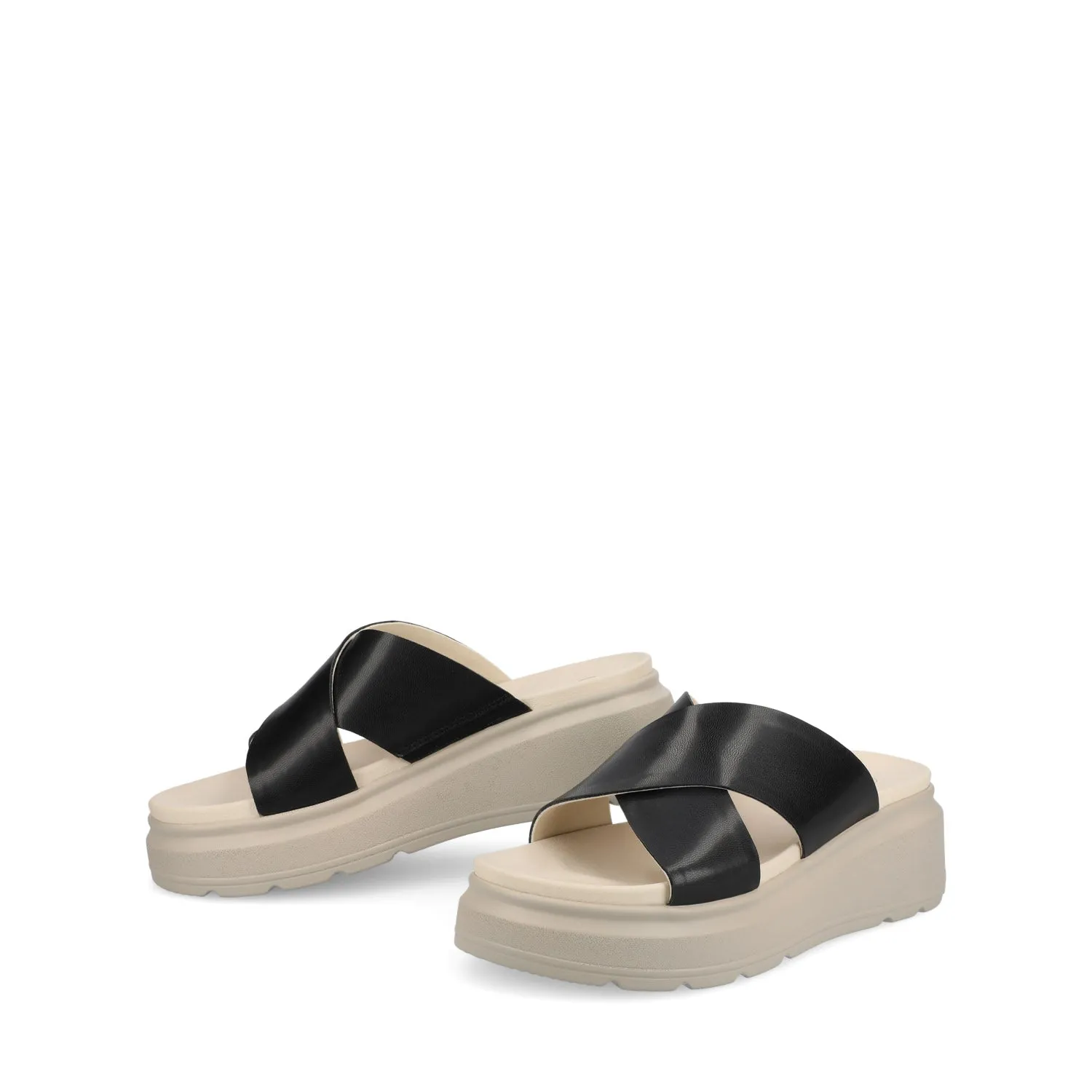 CATHIE CRISSCROSS SLIP ON WEDGE SANDALS wide foot