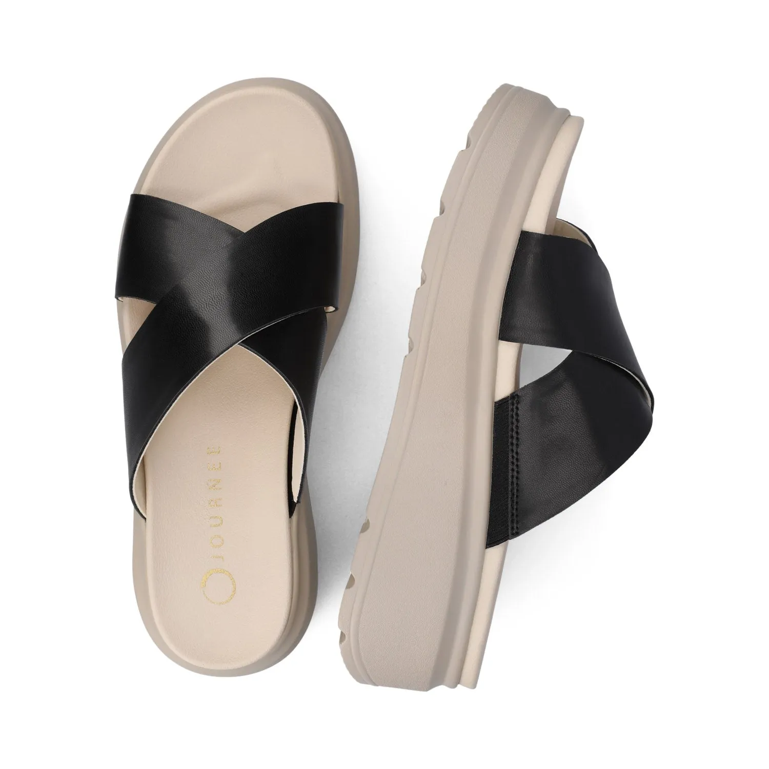 CATHIE CRISSCROSS SLIP ON WEDGE SANDALS wide foot