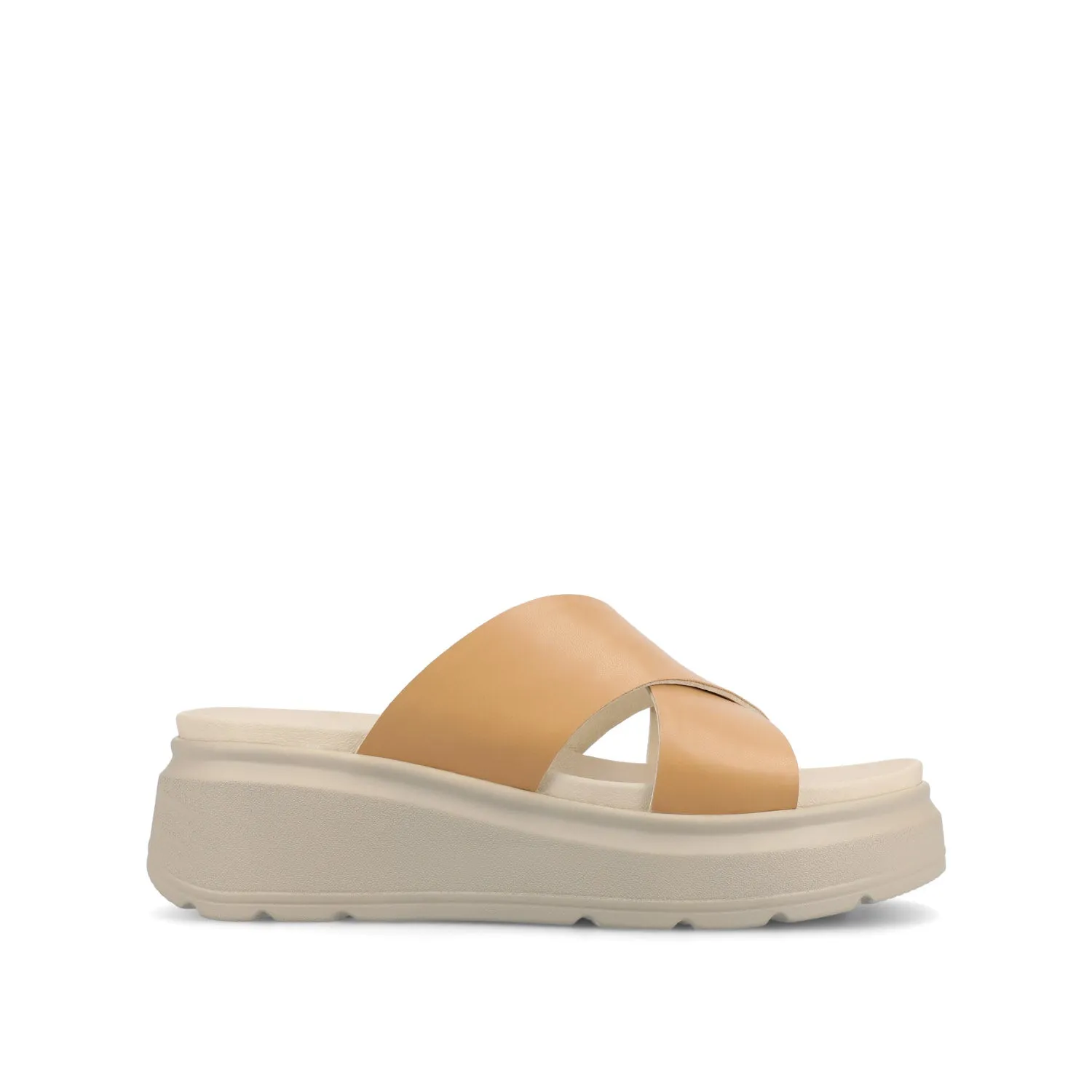 CATHIE CRISSCROSS SLIP ON WEDGE SANDALS wide foot